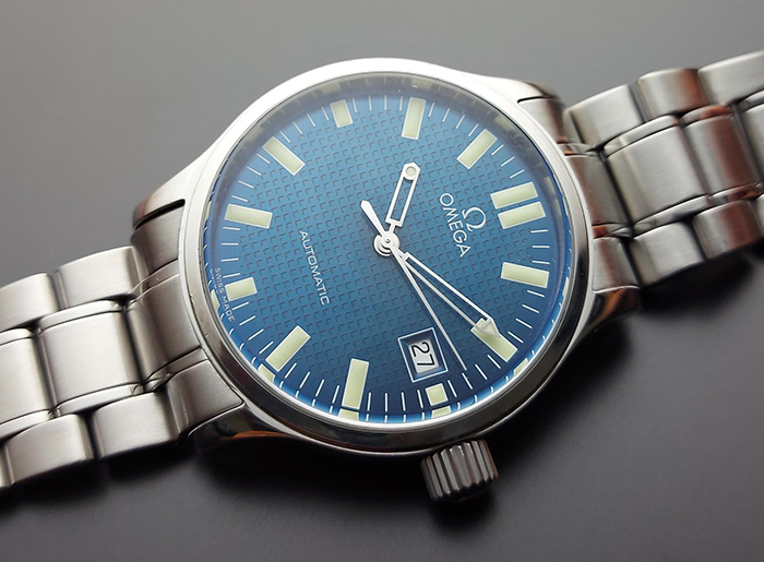 Omega Dynamic Electric Blue Waffle Dial Wristwatch Ref. 5203.81